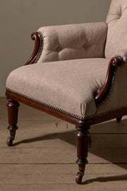 William IV English country house armchair with mahogany show wood frame - TallBoy Interiors