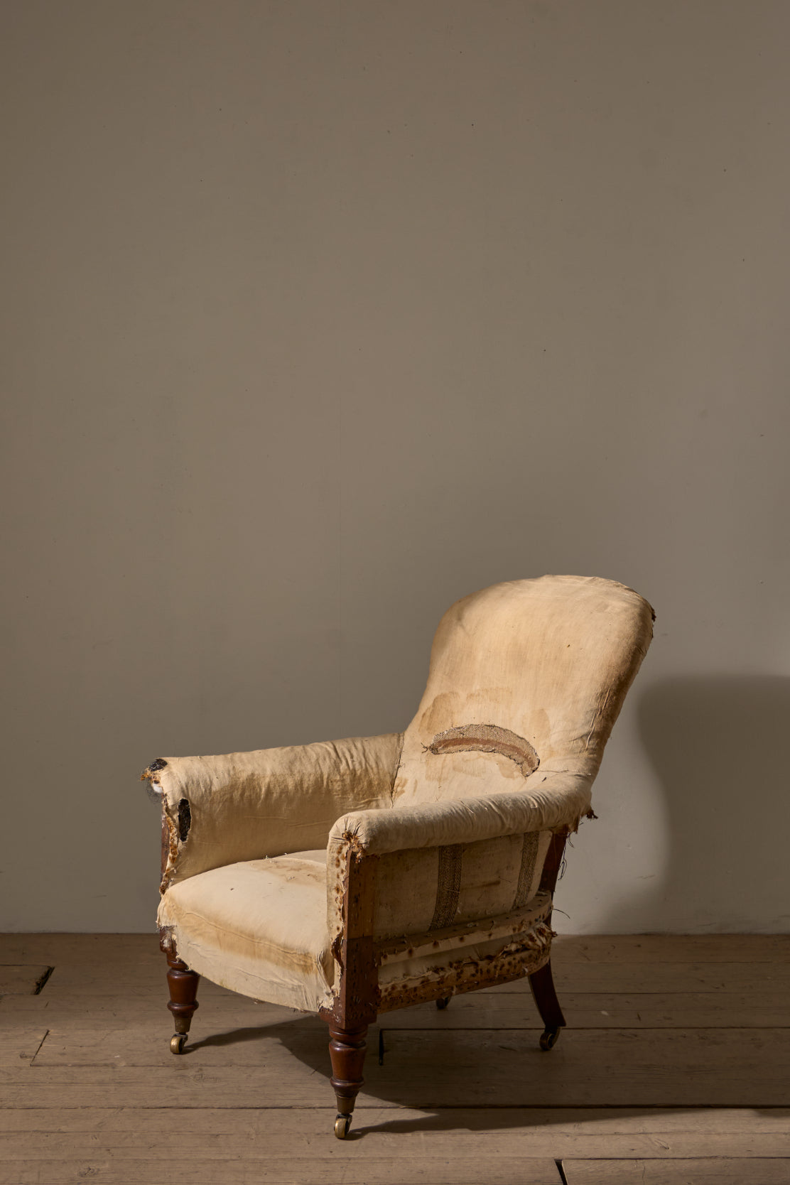 19th Century English country house deep seated spoon back armchair - TallBoy Interiors