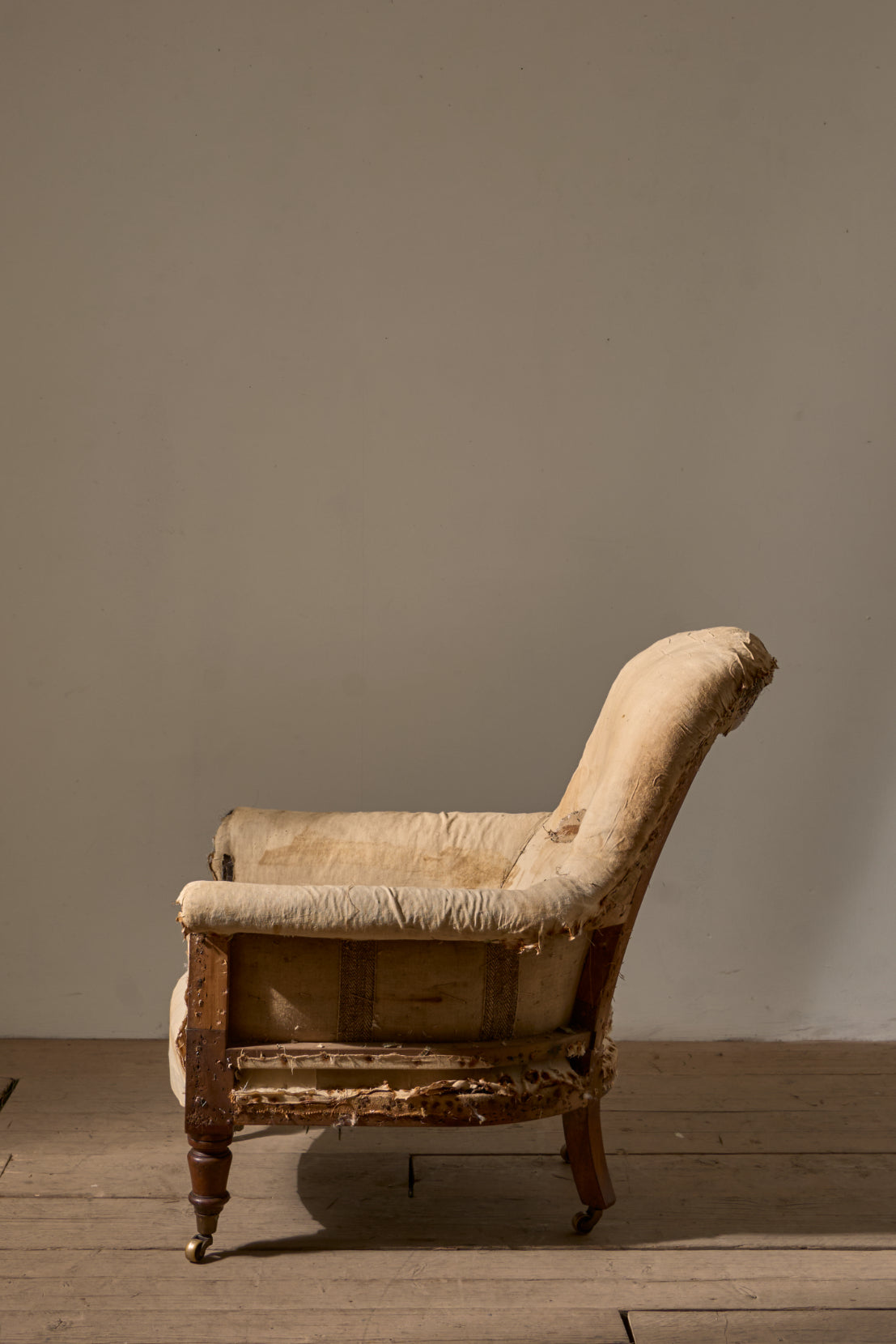19th Century English country house deep seated spoon back armchair