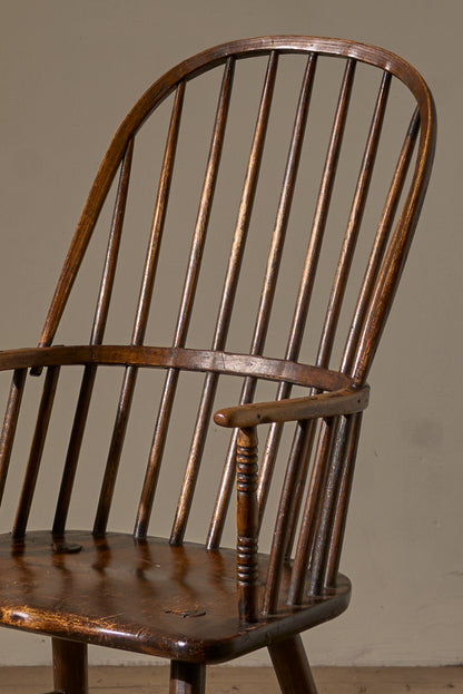 18th Century Ash and Elm hoop back windsor chair