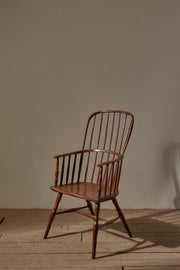 18th Century original brown painted hoop back Windsor chair - TallBoy Interiors
