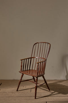 18th Century original brown painted hoop back Windsor chair - TallBoy Interiors