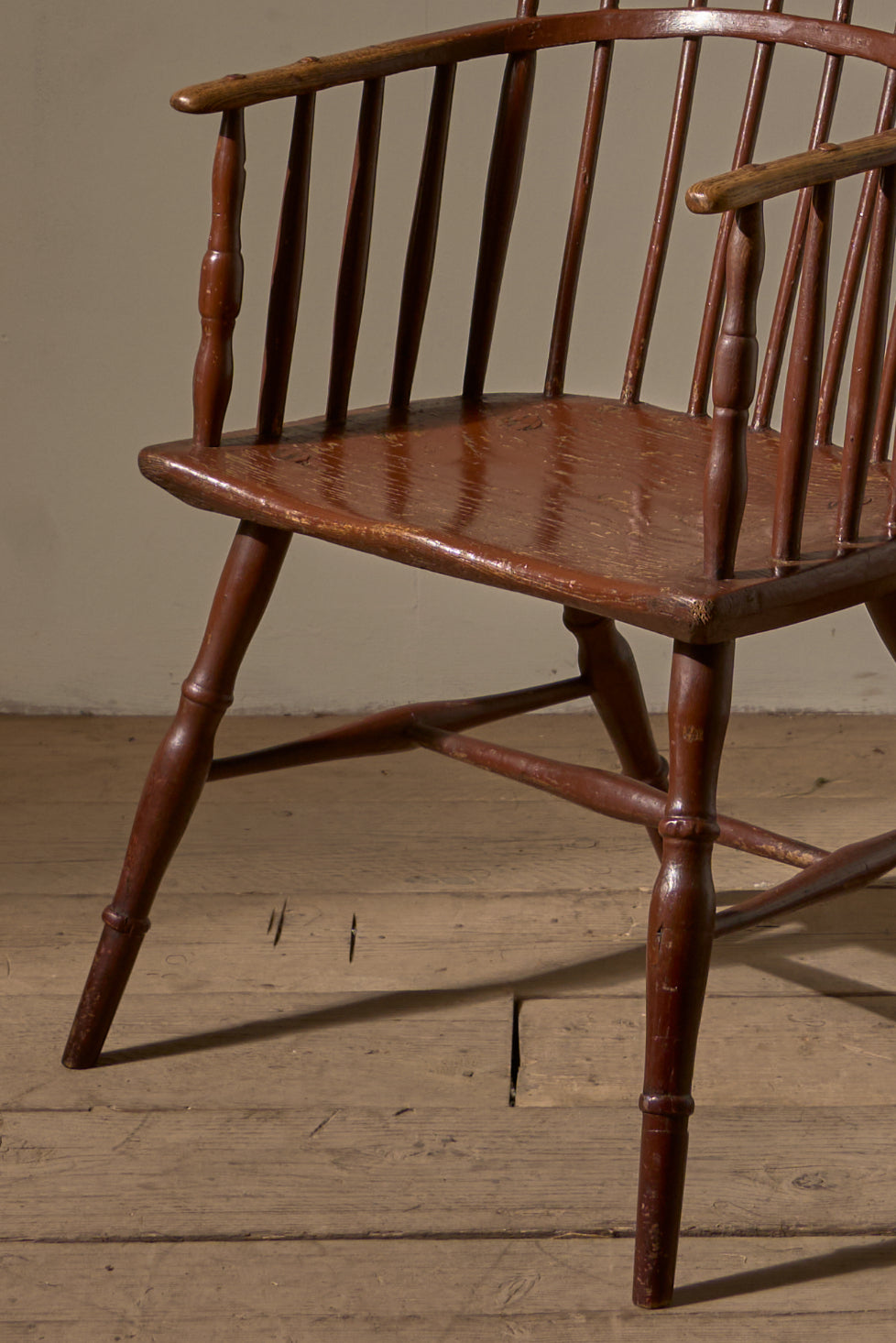 18th Century original brown painted hoop back Windsor chair - TallBoy Interiors