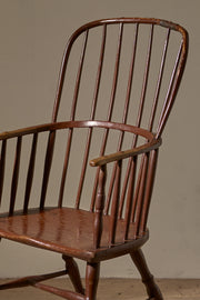 18th Century original brown painted hoop back Windsor chair - TallBoy Interiors
