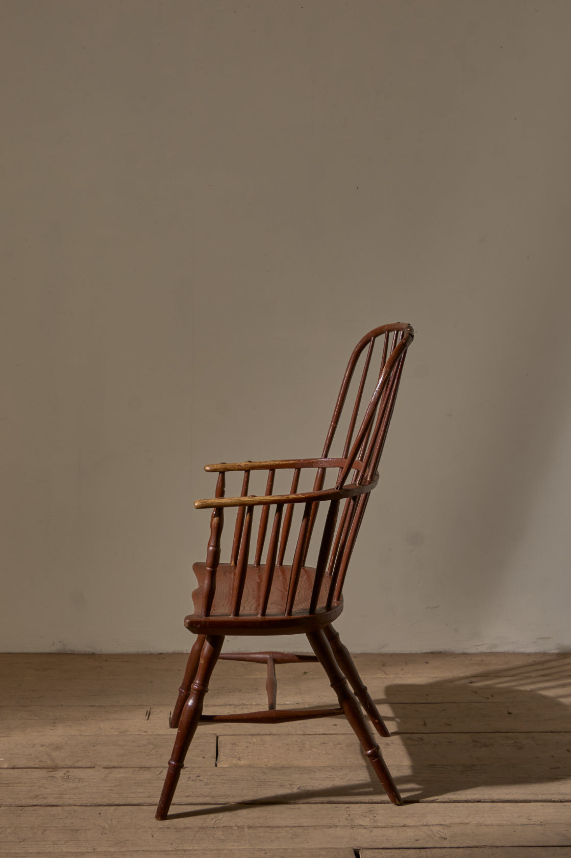 18th Century original brown painted hoop back Windsor chair