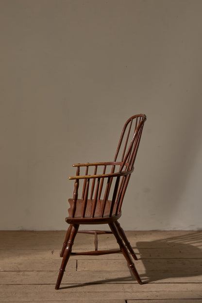 18th Century original brown painted hoop back Windsor chair