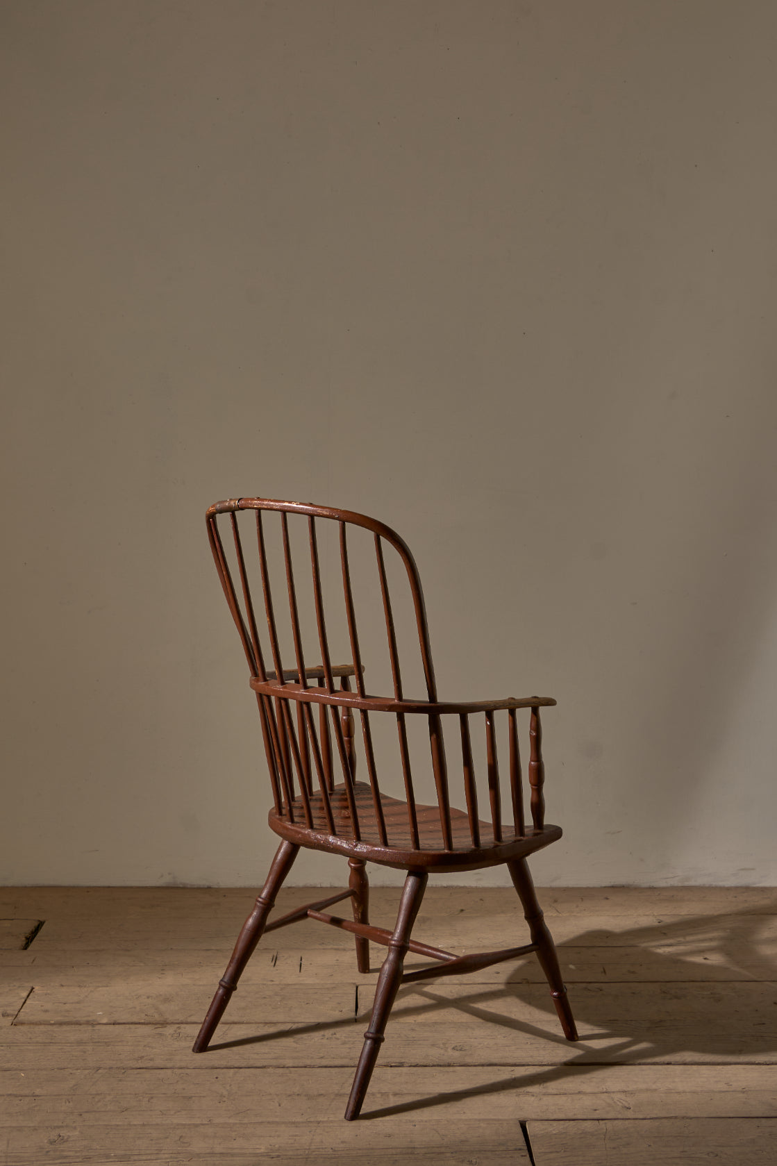 18th Century original brown painted hoop back Windsor chair