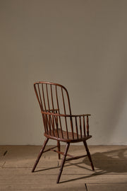 18th Century original brown painted hoop back Windsor chair - TallBoy Interiors