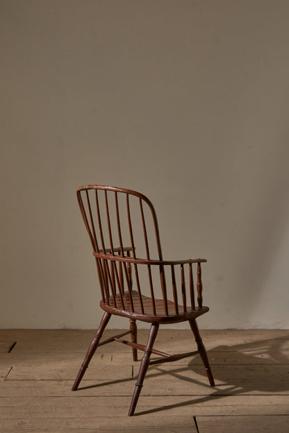 18th Century original brown painted hoop back Windsor chair