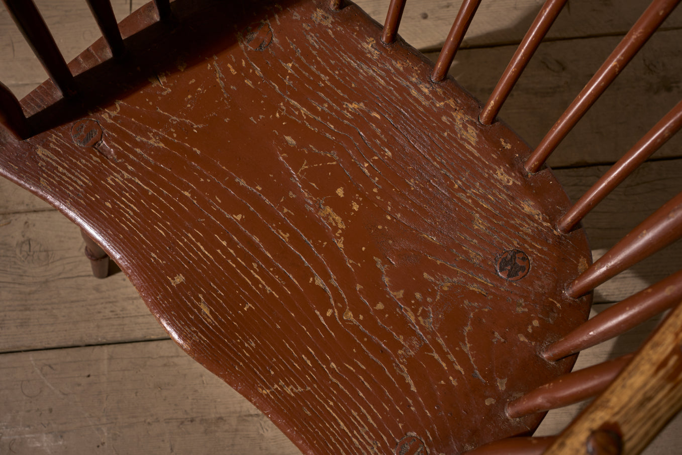 18th Century original brown painted hoop back Windsor chair