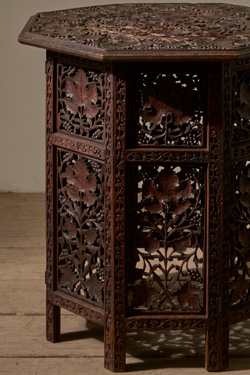 Large 19th century Anglo Indian Padauk side table - Leaf design - TallBoy Interiors