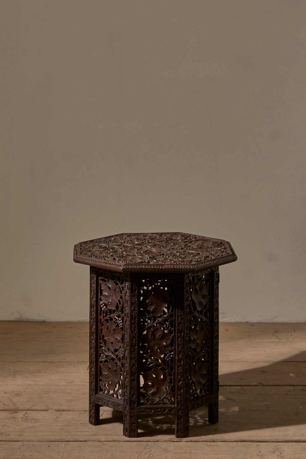 19th Century Anglo Indian Padauk side table - Leaf design - TallBoy Interiors