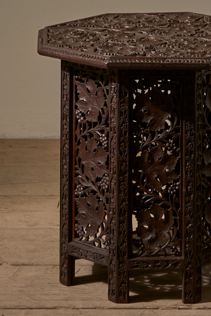 19th Century Anglo Indian Padauk side table - Leaf design - TallBoy Interiors