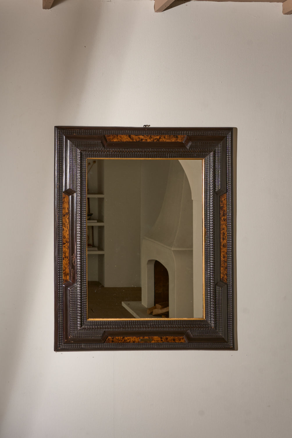 Large 19th century Italian Ebonised and faux tortoiseshell mirror - No2 - TallBoy Interiors