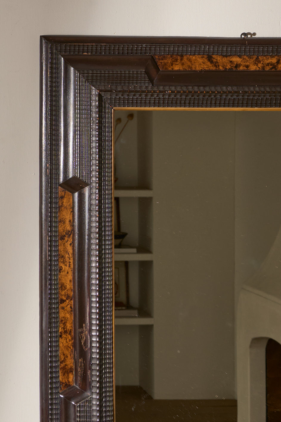 Large 19th century Italian Ebonised and faux tortoiseshell mirror - No2 - TallBoy Interiors