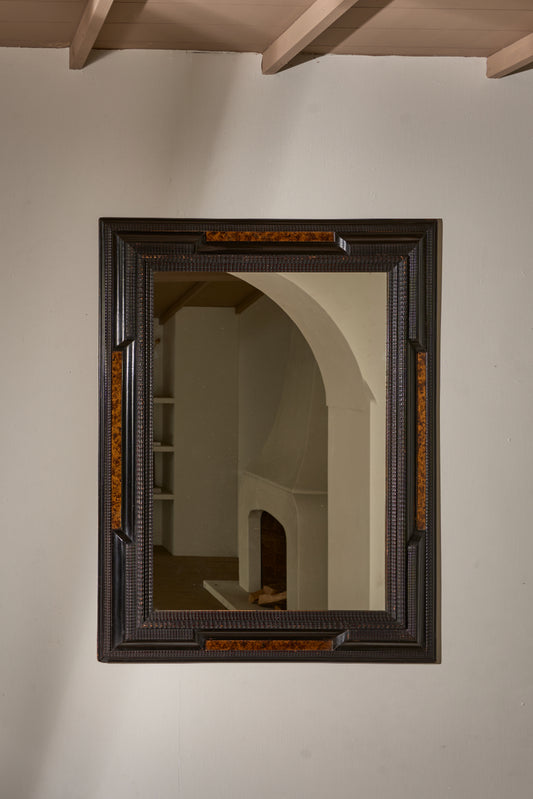 Very large 19th century Italian Ebonised and faux tortoiseshell mirror - No3