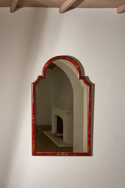 RESERVED Early 20th century Large Red lacquered chinoiserie mirror