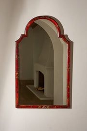 Early 20th century Large Red lacquered chinoiserie mirror - TallBoy Interiors