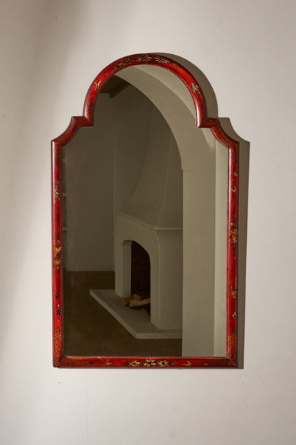 RESERVED Early 20th century Large Red lacquered chinoiserie mirror