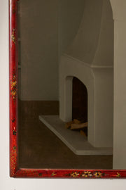 Early 20th century Large Red lacquered chinoiserie mirror - TallBoy Interiors