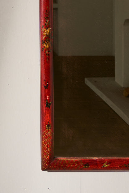 RESERVED Early 20th century Large Red lacquered chinoiserie mirror