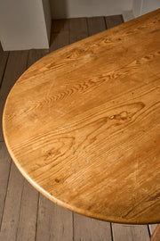 3.5m Early 20th century Pine and oak oval dining table - TallBoy Interiors
