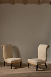 Pair of Art Deco scroll back slipper chairs - TallBoy Interiors