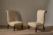 Pair of Art Deco scroll back slipper chairs - TallBoy Interiors