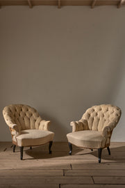 Pair of Napoleon III Buttoned tub chairs - TallBoy Interiors