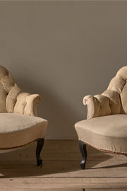 Pair of Napoleon III Buttoned tub chairs - TallBoy Interiors