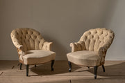 Pair of Napoleon III Buttoned tub chairs - TallBoy Interiors