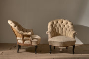 Pair of Napoleon III Buttoned tub chairs - TallBoy Interiors