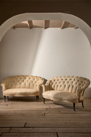 Rare pair of Napoleon III Buttoned back sofas - TallBoy Interiors