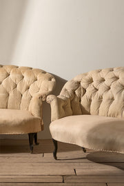 Rare pair of Napoleon III Buttoned back sofas - TallBoy Interiors