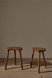 Pair of 19th Century pine vernacular stools - TallBoy Interiors