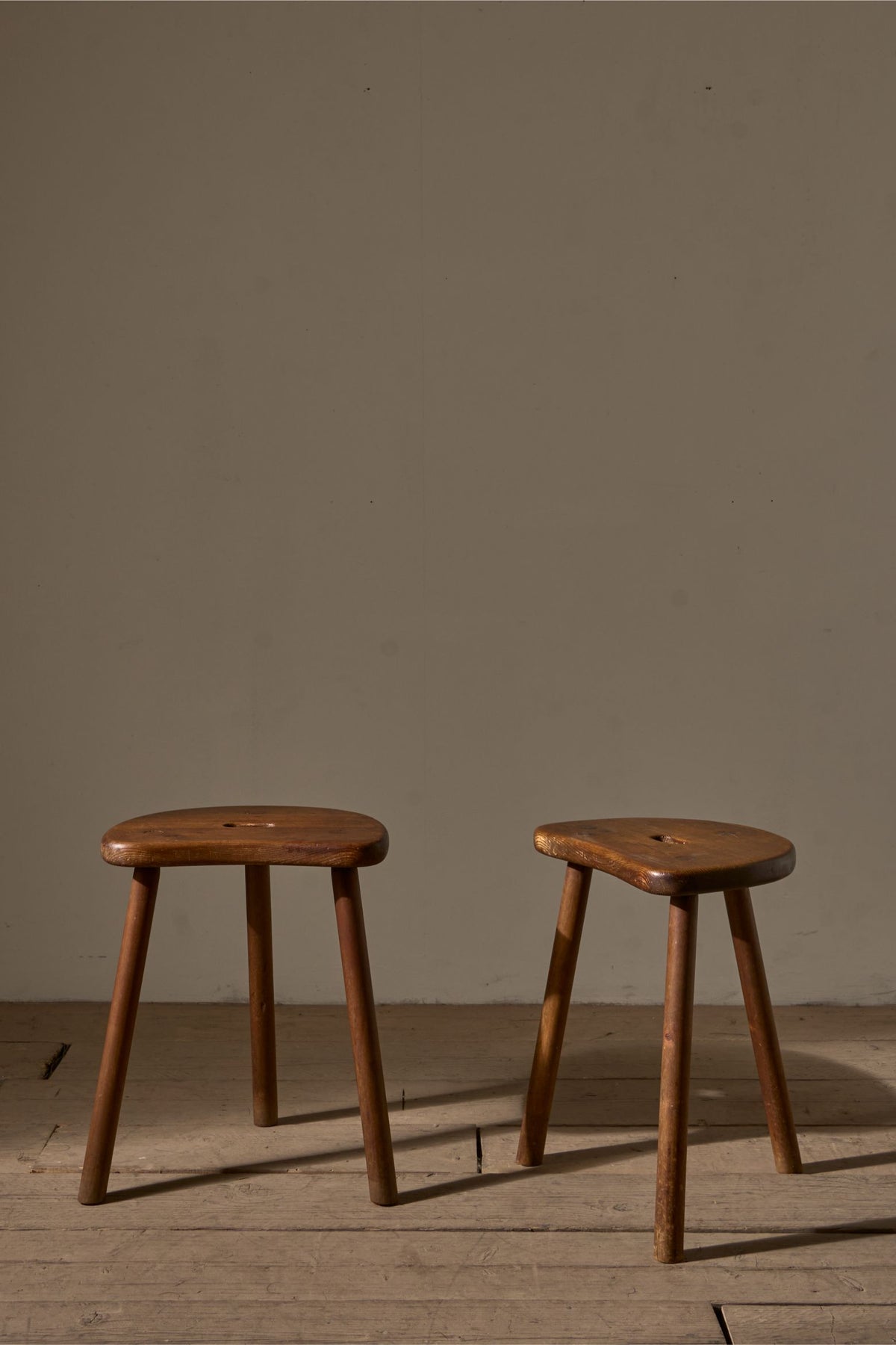 Pair of 19th Century pine vernacular stools - TallBoy Interiors