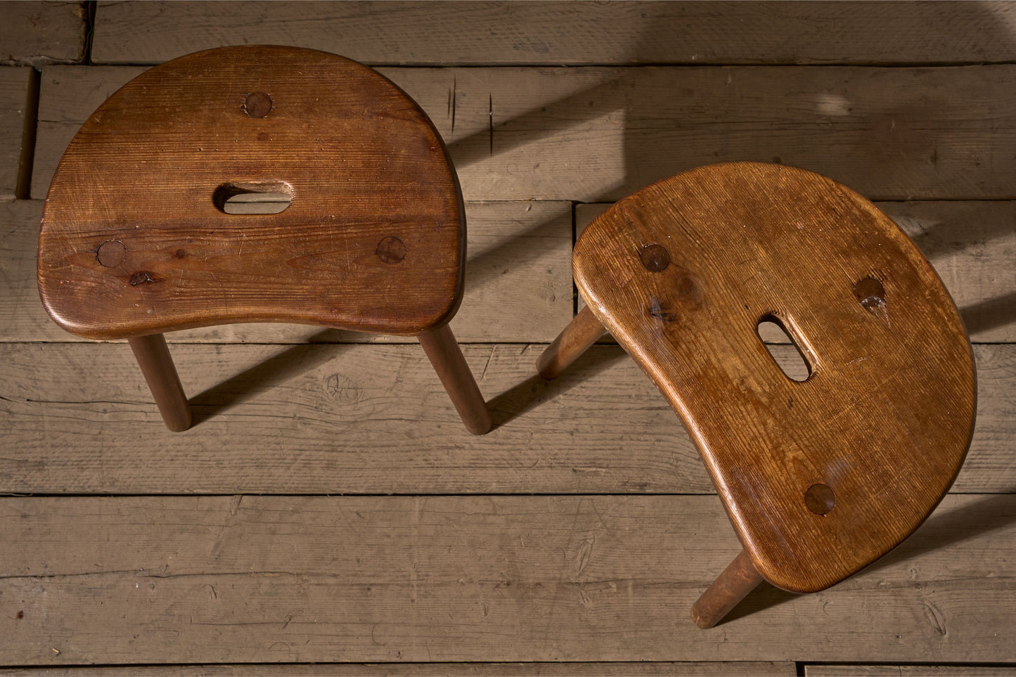 Pair of 19th Century pine vernacular stools