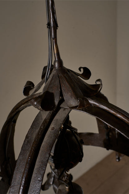 Early 20th Century estate made blacksmith hanging light