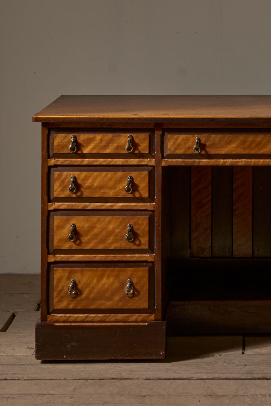 19th Century Aesthetic movement Satin wood and mahogany desk - TallBoy Interiors