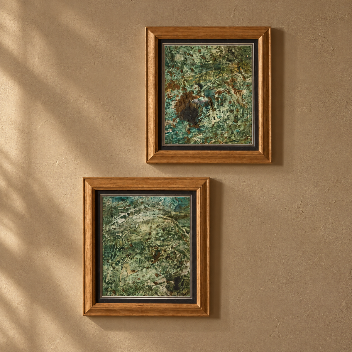Pair of original Mixed media abstract paintings by Philip Wiseman - TallBoy Interiors