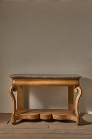 Large 19th Century walnut and Grey marble console table - TallBoy Interiors