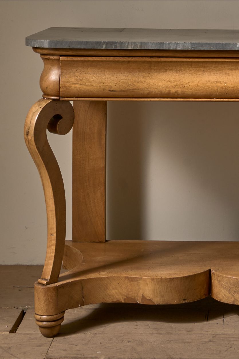 Large 19th Century walnut and Grey marble console table