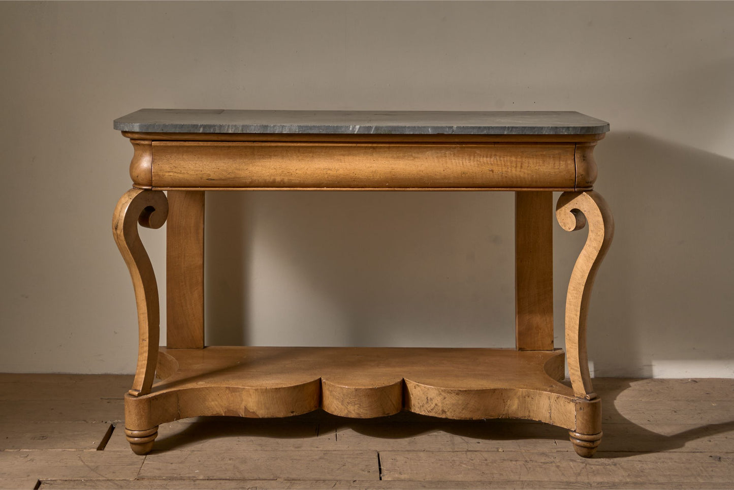 Large 19th Century walnut and Grey marble console table