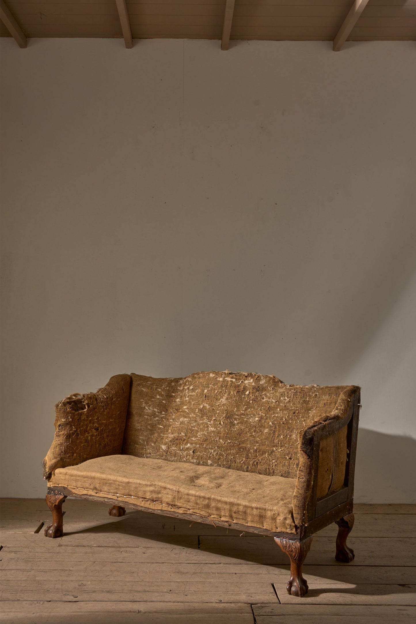 19th Century ball and claw footed campaign sofa