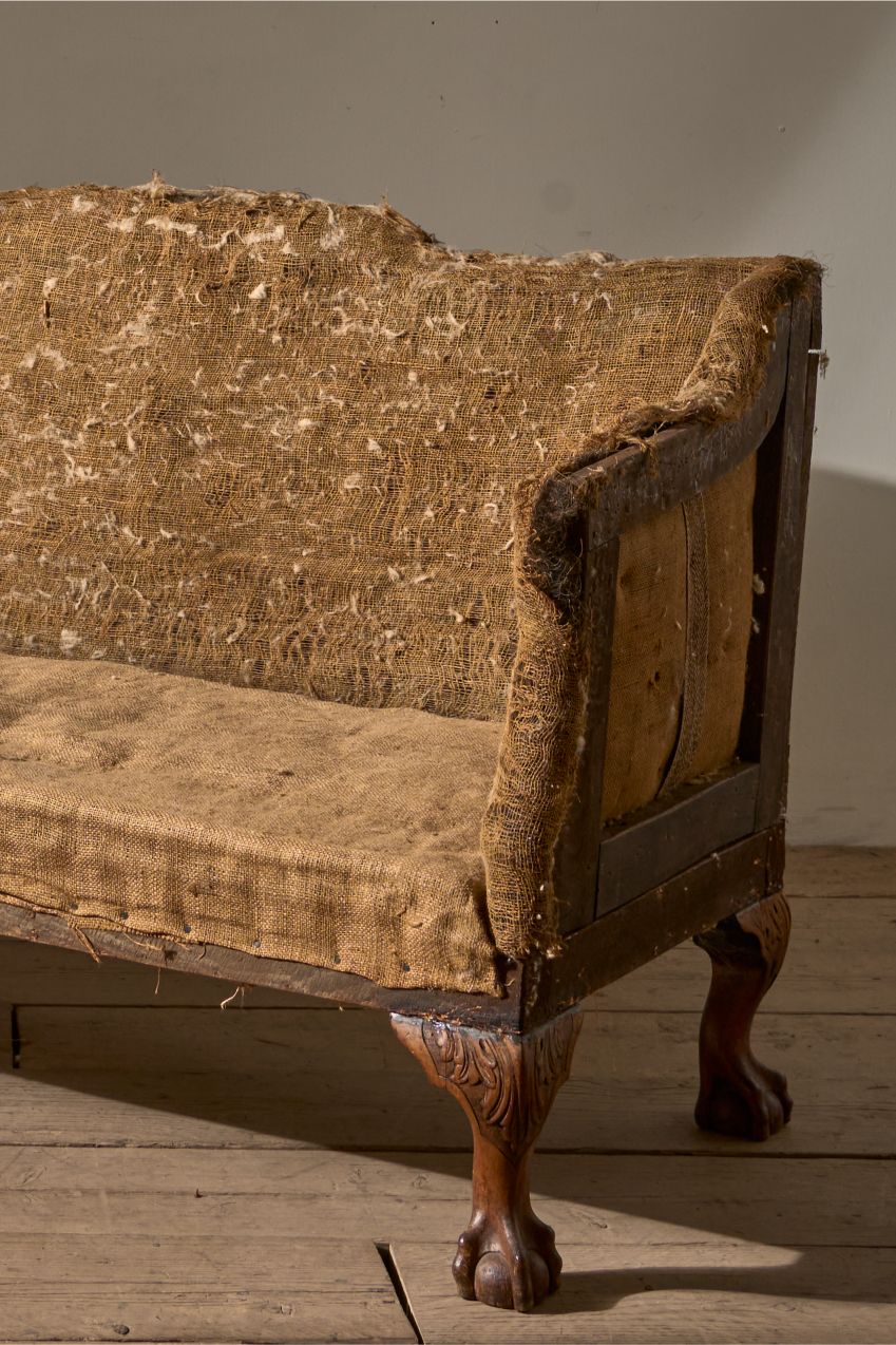 19th Century ball and claw footed campaign sofa