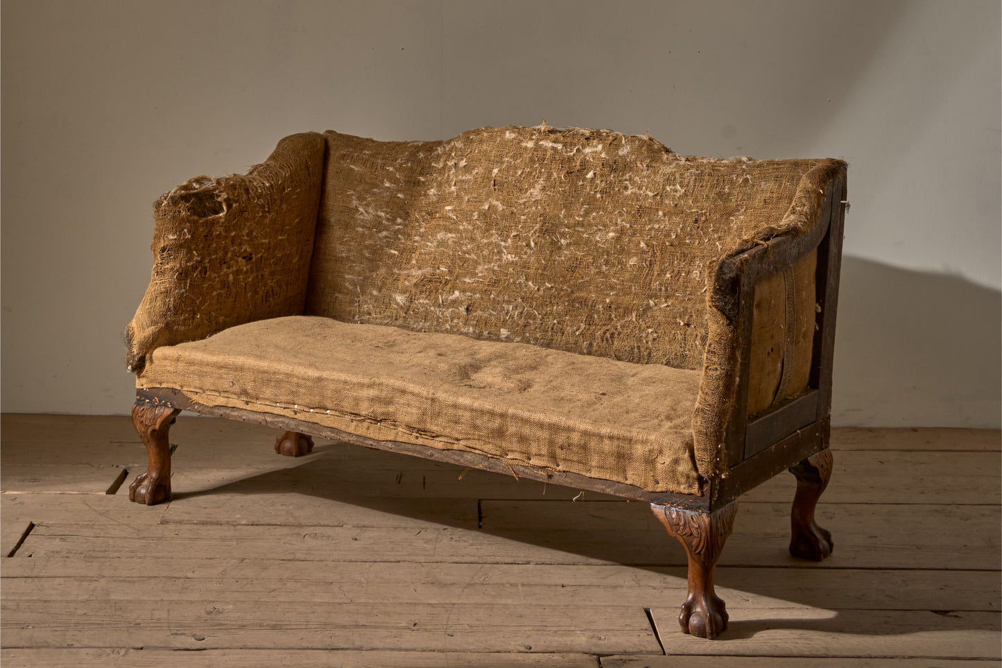 19th Century ball and claw footed campaign sofa