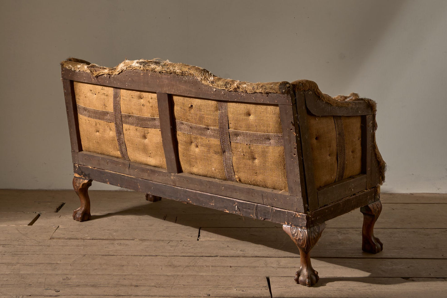 19th Century ball and claw footed campaign sofa