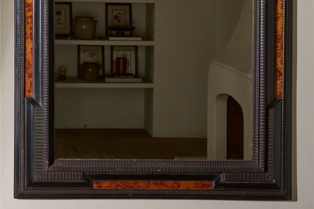 Large 19th century Italian Ebonised and faux tortoiseshell mirror - No6