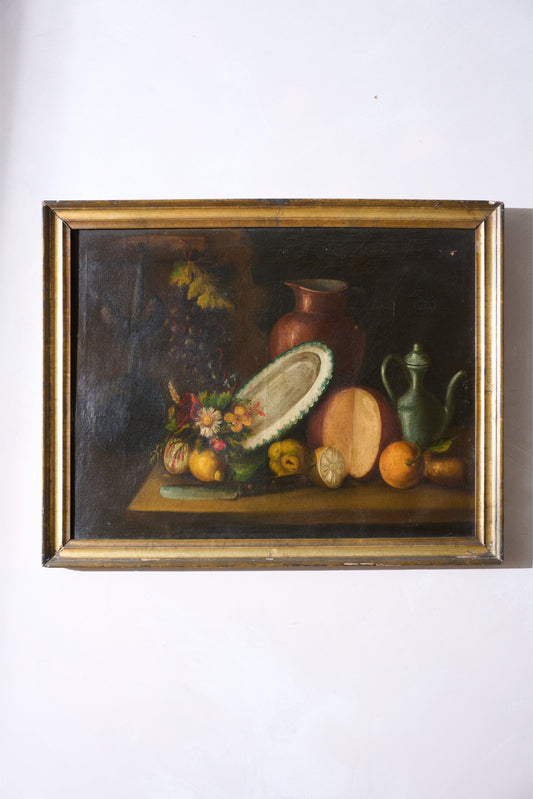 18th Century Italian Still life - Flowers and Kettle