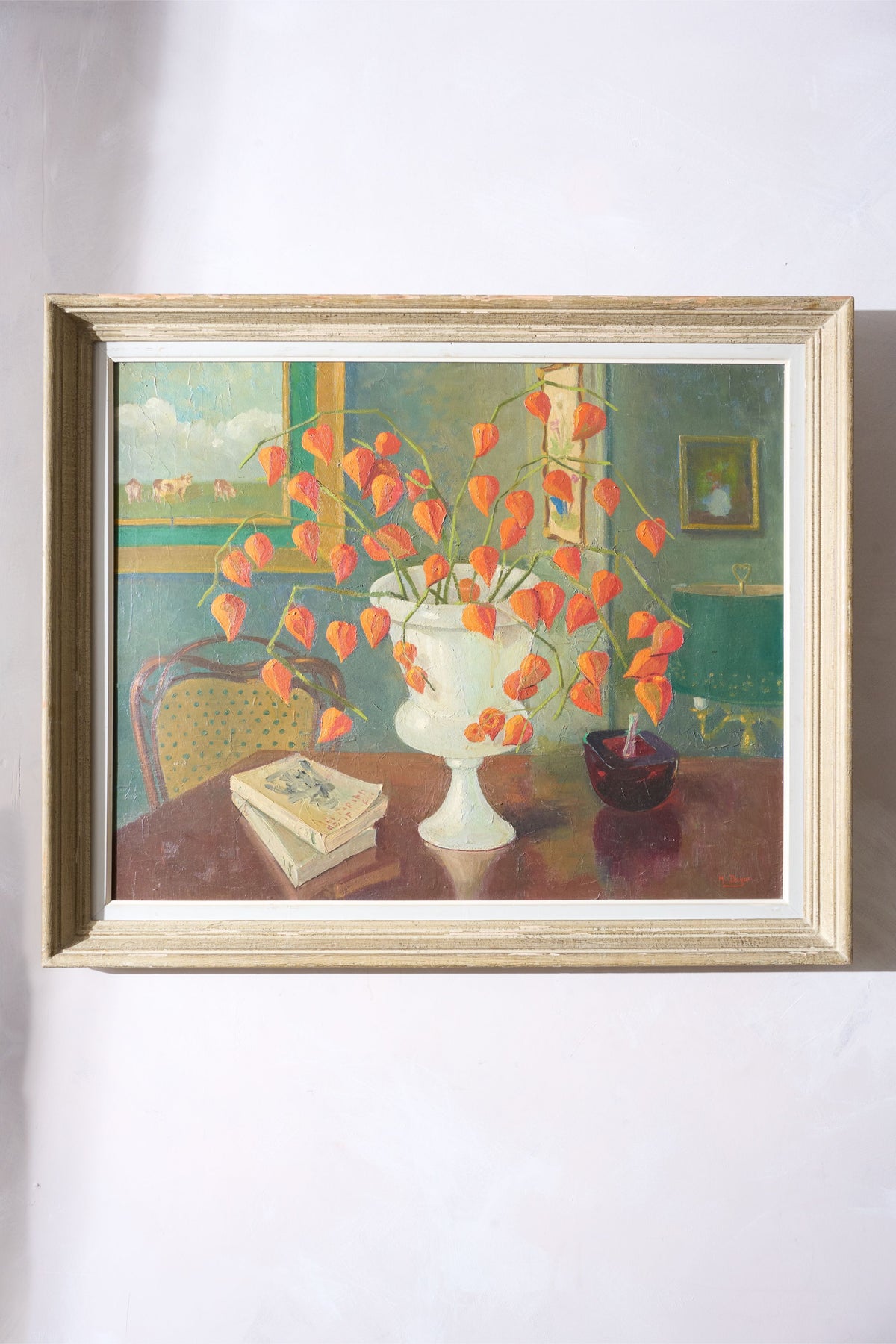 Large 20th century painting of Physalis